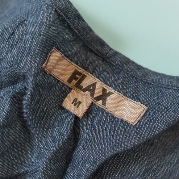 Flax Blue 100% Linen Sleeveless Loose Fit Tank Top Size Medium - Picture 3 of 7